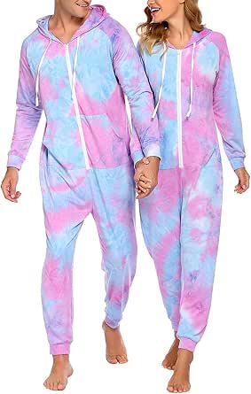 Amazon.com: Pijamas a juego para parejas, mujeres y hombres, una pieza con  capucha cremallera frontal mameluco manga larga Tie Dye ropa de dormir para  la familia, L : Ropa, Zapatos y Joyería