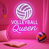 Volleyball Queen Neon Sign for Wall Decor – LED Light Up Volleyball Sign USB Dimmable Pink Wall Light for Teen Girl Bedroom Sports Room Dorm Gym Party Gift for Girls