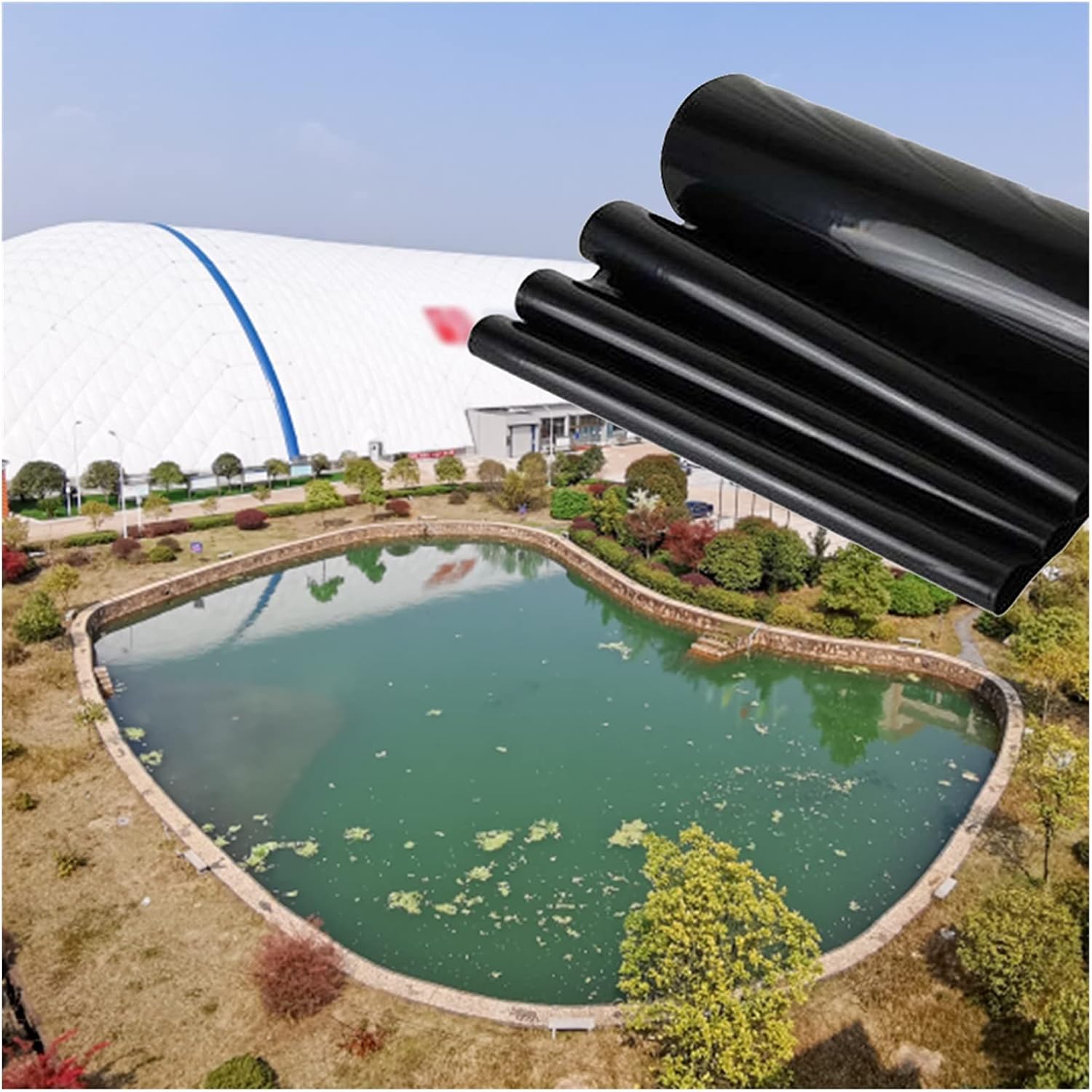 MAHFEI HDPE Rubber Pond Liner, Flexible PreCut Pond Tarp Impermeable
