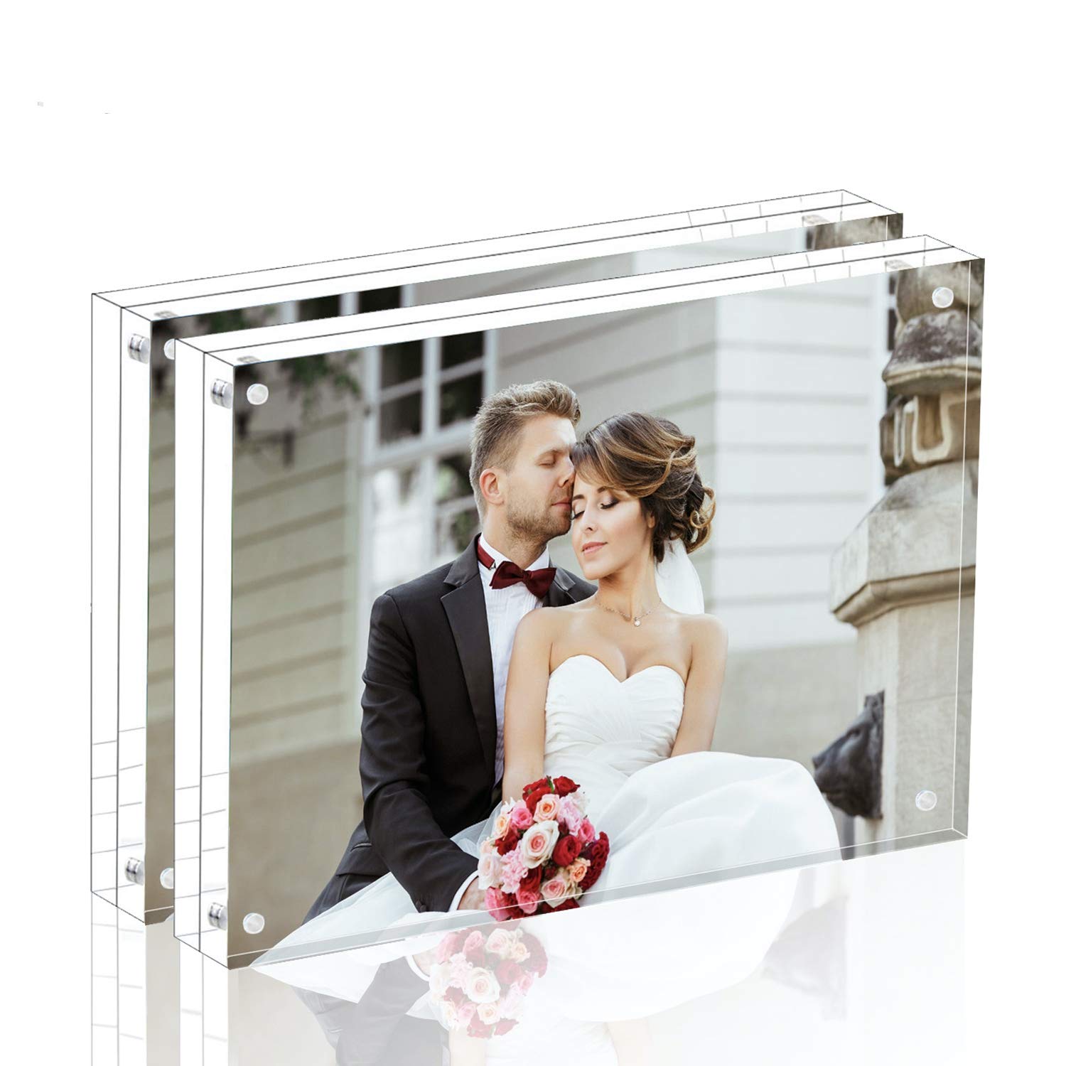 Magicool Premium Acrylic Photo Frame- Magnet Photo Frame -Double Sied Thick Desktop Frames (5x7 2 pack)