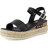 CUSHIONAIRE Melissa Espadrille Platform Sandals For Women with Adjustable Ankle Strap and Memory Foam Insole-Comfortable Womens Sandals for Summer