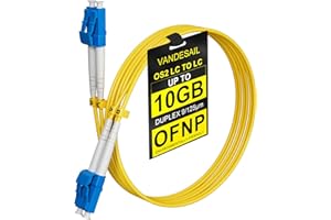 VANDESAIL OS2 LC to LC Fiber Patch Cable 1m, OFNP LC LC Single Mode Fiber Optic Ethernet Cable, 1G/10GB SMF Duplex Fiber Cabl
