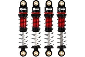 INJORA 39mm Shocks- Aluminum Threaded Shock Adjustable Absorber Oil Damper for Axial SCX24 FMS FCX24M 1/24 RC Crawler Car Upgrade Parts(Black&Red)