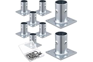 Blulu 8 Pack Galvanized Steel Flange Oblong Base for 1-5/8 OD Tubing, Suitable for Mounting Stainless Worktables, Equipment Stands, Kitchen Equipment Legs