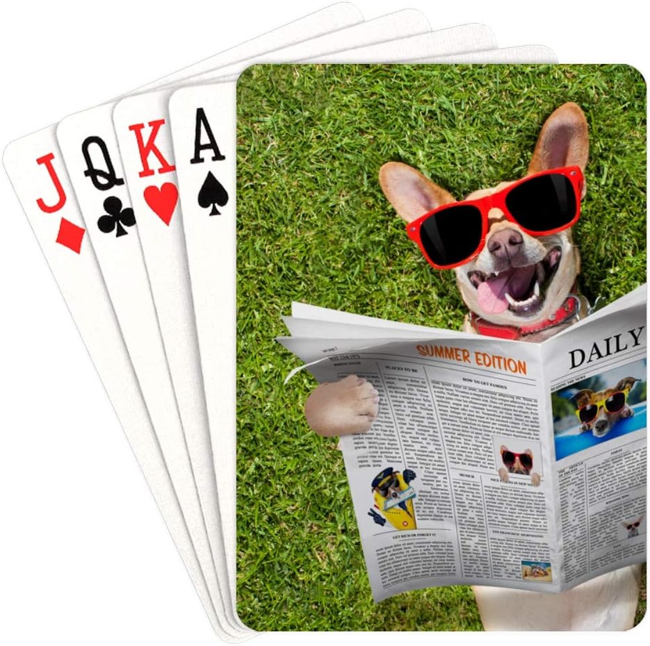 HUAPIN Poker Deck of Cards Dog Reading Newspaper Or Magazine Print Playing Cards Unique for Kids & Adults Card Decks Games Standard Size