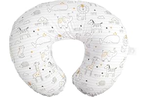 Boppy Original Nursing Pillow, White and Gold Notebook, Ergonomic Nursing Essentials for Bottle and Breastfeeding, Firm Fiber Fill, with Removable Pillow Cover, Machine Washable