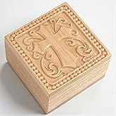 SOUTHLISA Hand-Carved Wooden Cross Keepsake Box, Natural Solid Wood Christian Gift Box for Rosary, Prayer Cards, Jewelry & Meaningful Faith Gifts for Women, Men, Friends & Loved Ones