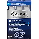 Rogaine Men’s Hair Loss & Thinning Treatment for Hair Regrowth, 5 Minoxidil Foam Extra Strength, 3 Month Treatment, white