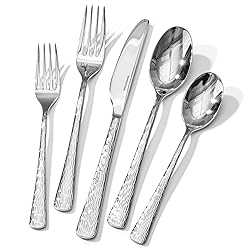 KINGSTONE Hammered Silverware Set, Flatware