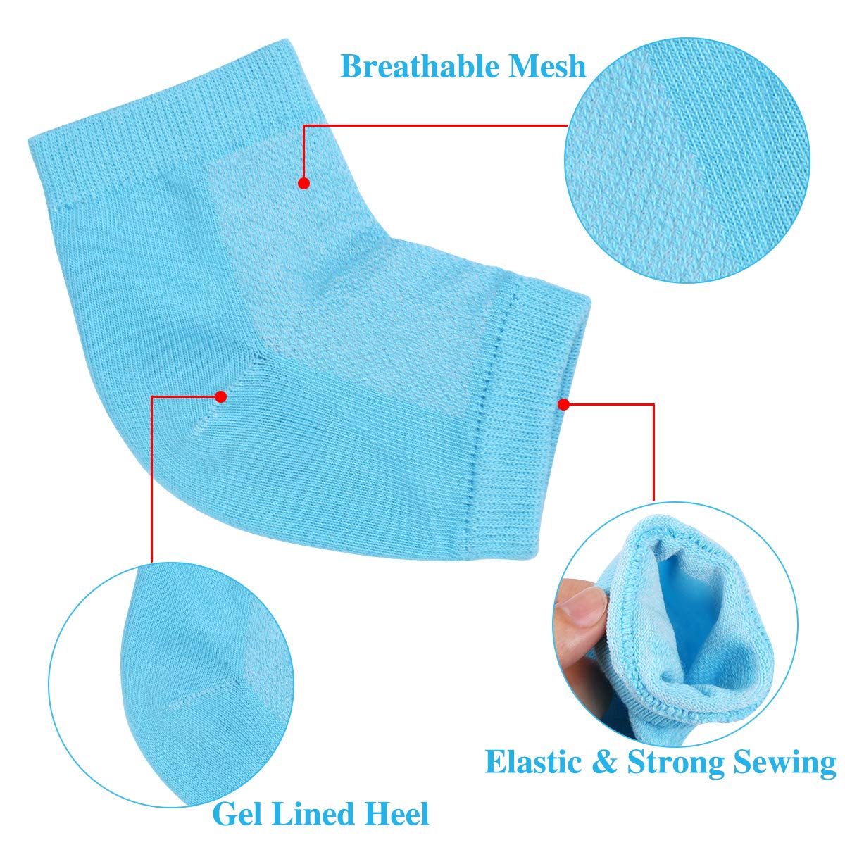 CABAX Heel Moisturizing Socks Open Toe Socks Cracked Gel Heel Socks Foot Toeless Cooling Heel Repair Socks for Women Dry Hard Cracked Feet, 4 Pairs : Beauty
