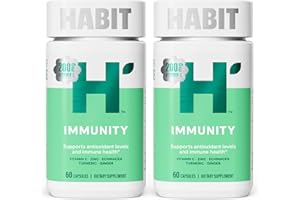 H' HABIT Habit Immunity Supplement 2 Pack (120 Capsules) - New Look, Echinacea, Elderberry, Turmeric, Zinc Blend to Support Immune Health and Antioxidant Levels, Vegan, Non-GMO