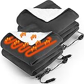 HunnmingRe 2 Pack Heated Car Blanket,12 Volt 3 Heating Levels 60" X 43" Electric Blanket Adjustable Temperature Portable Heated Throw for Car SUV RV Camping Winter Cold Weather (Gray)