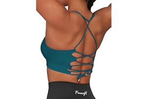 FRESOUGHT Sports Bras for Women Padded Workout Racerback Tank Tops High Neck Sleeveless Gym Yoga Athletic Crop Top Bra