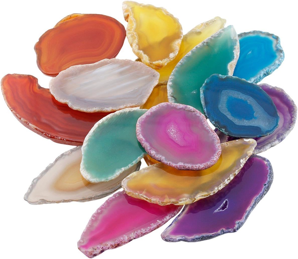 rockcloud 10 Pcs Agate Light Table Slices, Healing Crystals Geode Stones,Irregular Home Decoration Jewelry Making,Multi Color: Home & Kitchen