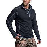 CQR Men's Quarter Zip Utility Fleece Pullover, Outdoor Casual Thermal Sweater, Chest Zipper Pocket, Mock Neck Long Sleeve