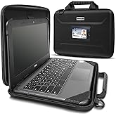 IBENZER EVA Stay-in Protective Case for 11" MacBook Air/Asus/Acer/Samsung/HP/Lenovo Chromebook Laptop, Hardshell Laptop Bag with ShoulderStrap & Handle for K-12 Students, Work, Black, EVA-LS-BK