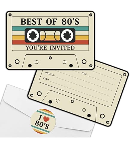 その他 Invitation Amazon.com : Big Dot of Happiness 80's Retro - Shaped Fill