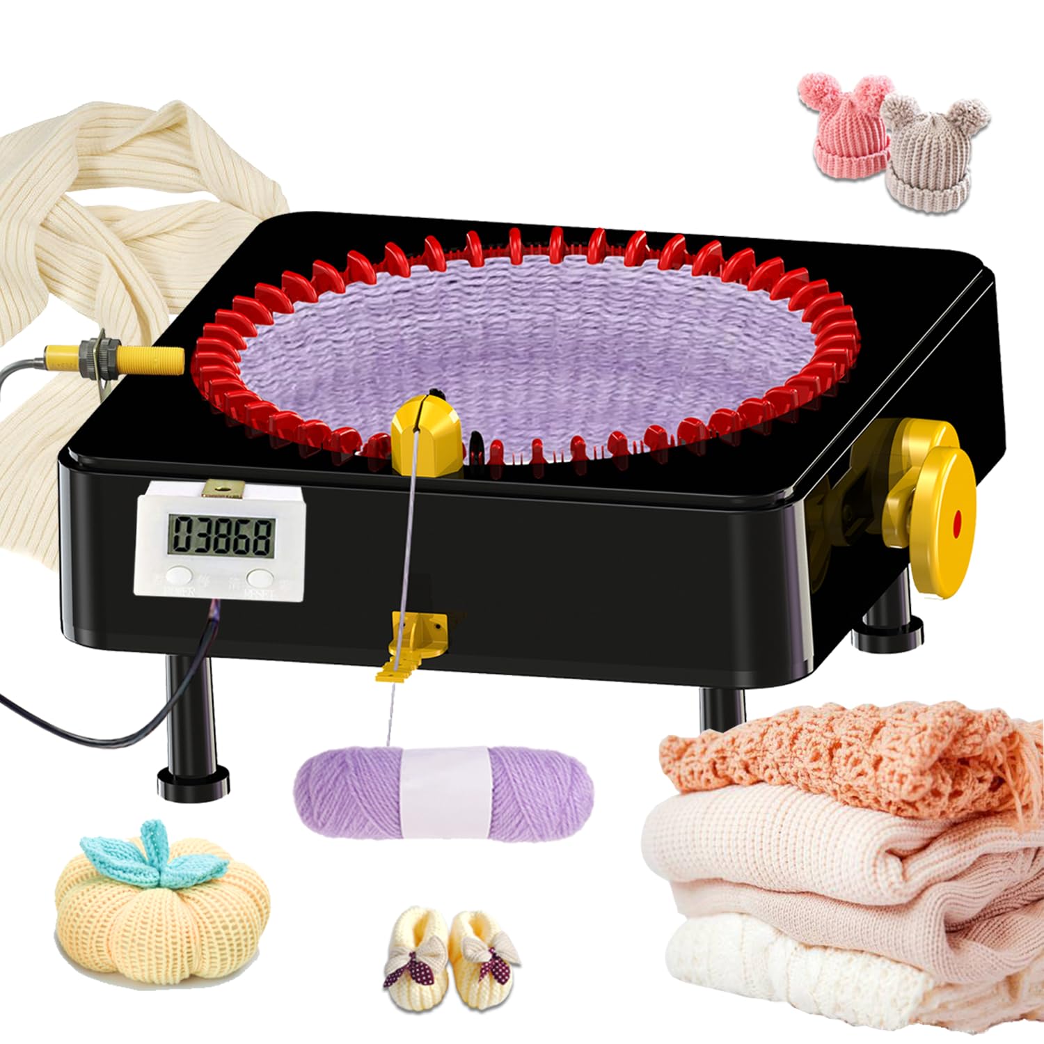 Photo 1 of JAMIT Knitting Machine 48 Needles Loom Knitting Machine with External Digital Counter, Hand Crank Knitting Machines for Adults, Knitting Board Loom Machine for DIY Hat Scarf Sock(No Electric Function)