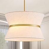 FashEase Modern Fabric Drum Chandelier, Modern Style for Living Room, Bedroom, Dining Room, Kitchen, D18 x H12-47in (Adjustab