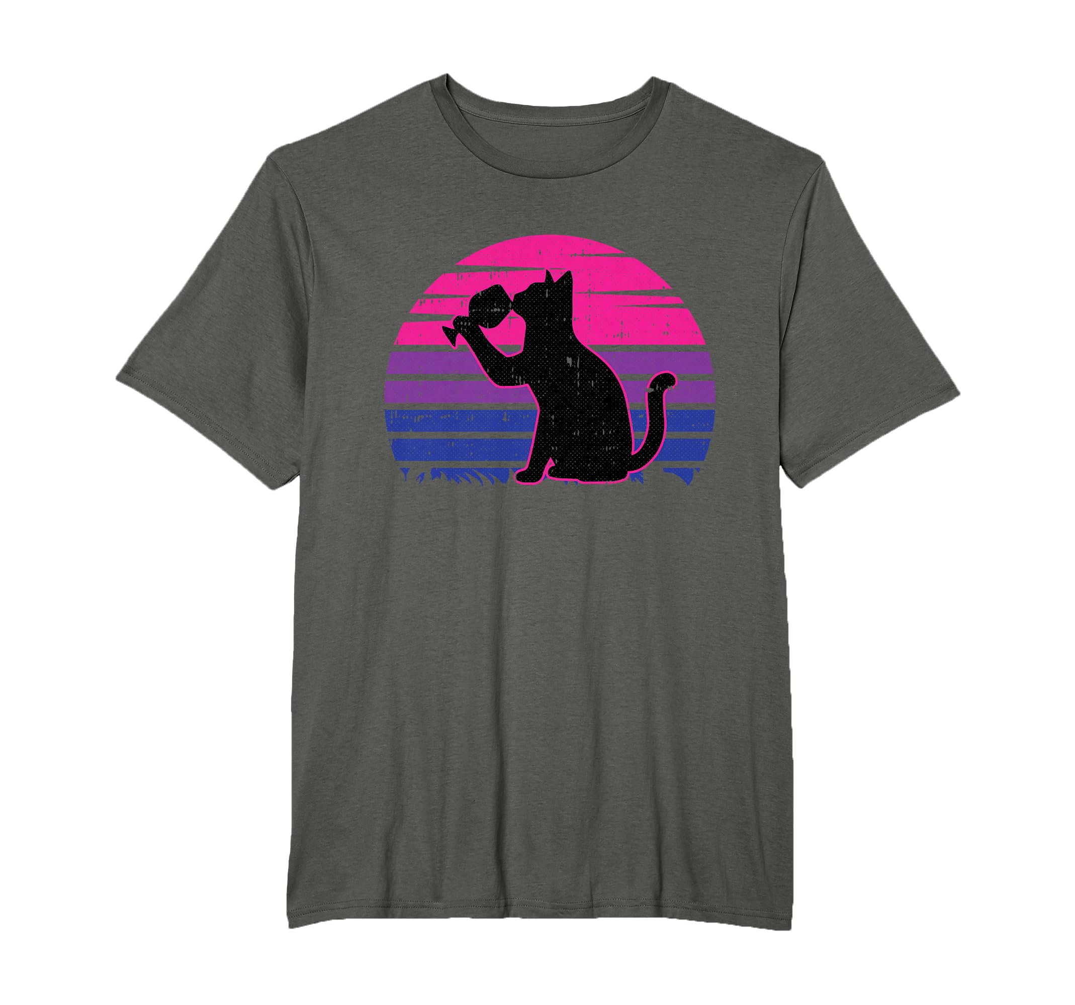 Cat And Wine Bisexual Pride Retro Drinking LGBT-Q Ally Bi T-Shirt