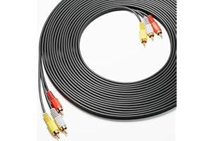 Eanetf RCA Cables, 3RCA Cable Audio Video 24K Gold Plated Connecting Audio Video Components AV Male to Male Cable for Home Theater amp, Stereo Systems (10ft-1pcs)