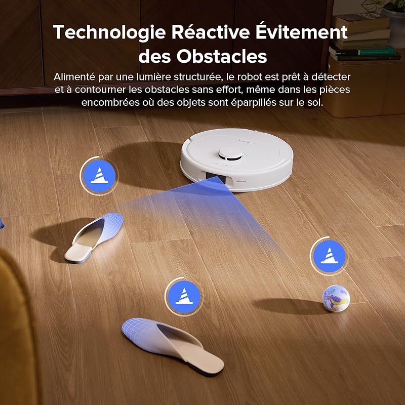 QV 35S Robot Aspirateur Set, 10 000 pa d'Aspiration, Double Système Anti-Enchevêtrement, Deux Balais Relevables 10mm, Technologie RéActive & Navigation PreciSense LiDAR, Station Tout-en-Un