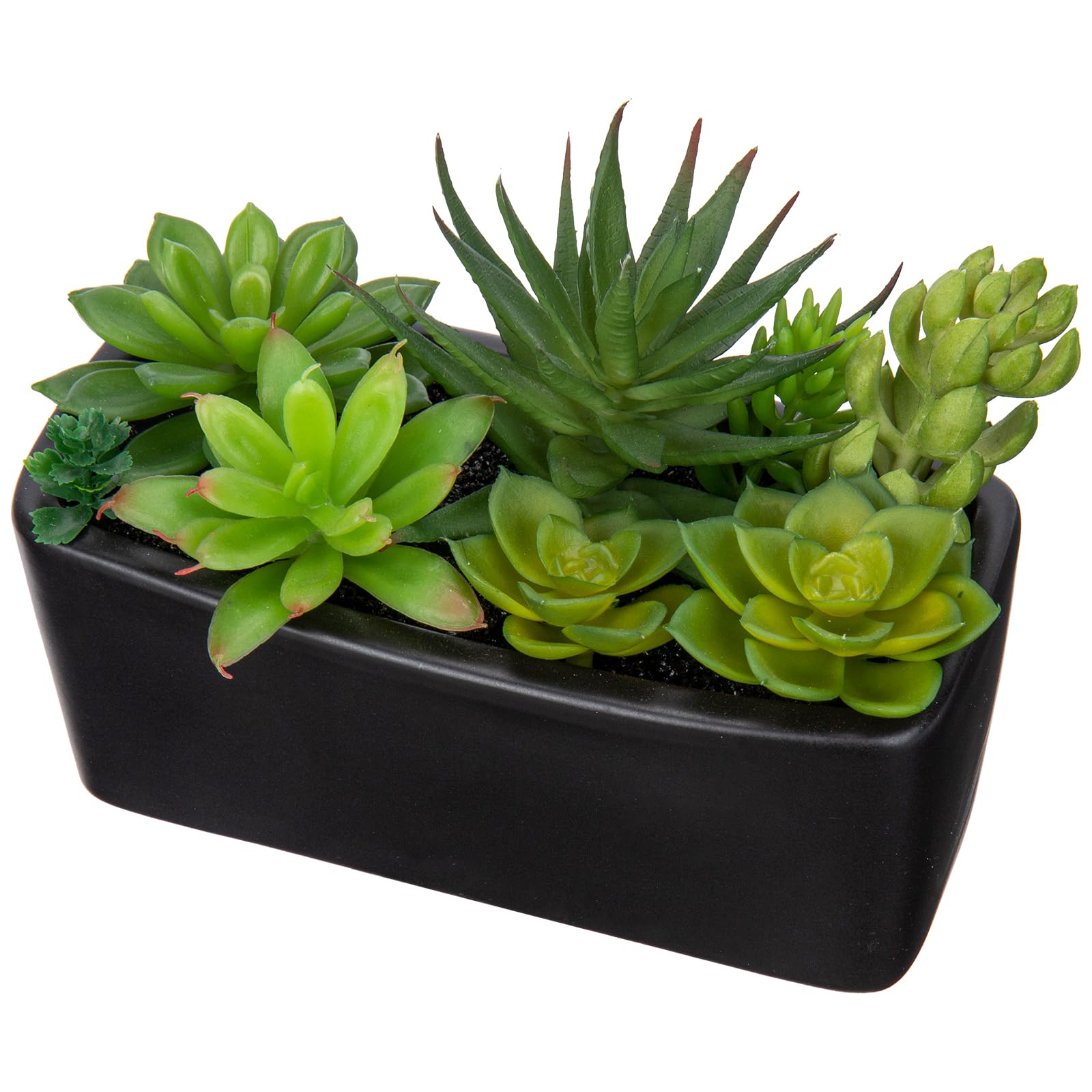 Briful Artificial Succulent Plants Faux Succulents in Black Ceramic Pot, Fake Plants Artificial Succulents Potting Mix Artificial Plants in Pot for Office Home Bathroom Shelf Decor