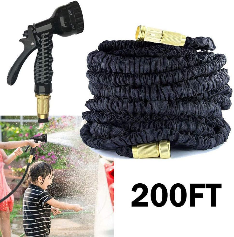 AZUOYI 200FT Garden Hose Double Latex Tube Solid Brass Prevent Leaking Strongest Expandable Water Hose with Extra Strength Fabric and Professiona