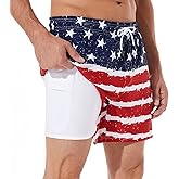 BRISIRA Mens Swim Trunks Bathing Suit 5 Inch Inseam Compression Liner Beach Swim Shorts Swimwear Quick Dry Zipper Pocket