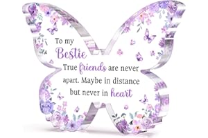 Glydein Best Friend Christmas Gifts for Women, Unique Purple Butterfly Acrylic Plaque Desk Decor, Bestie Best Friend Birthday Gifts for Women Friendship for Bff Bestfriend, 5 x 3.8 x 0.5 inches