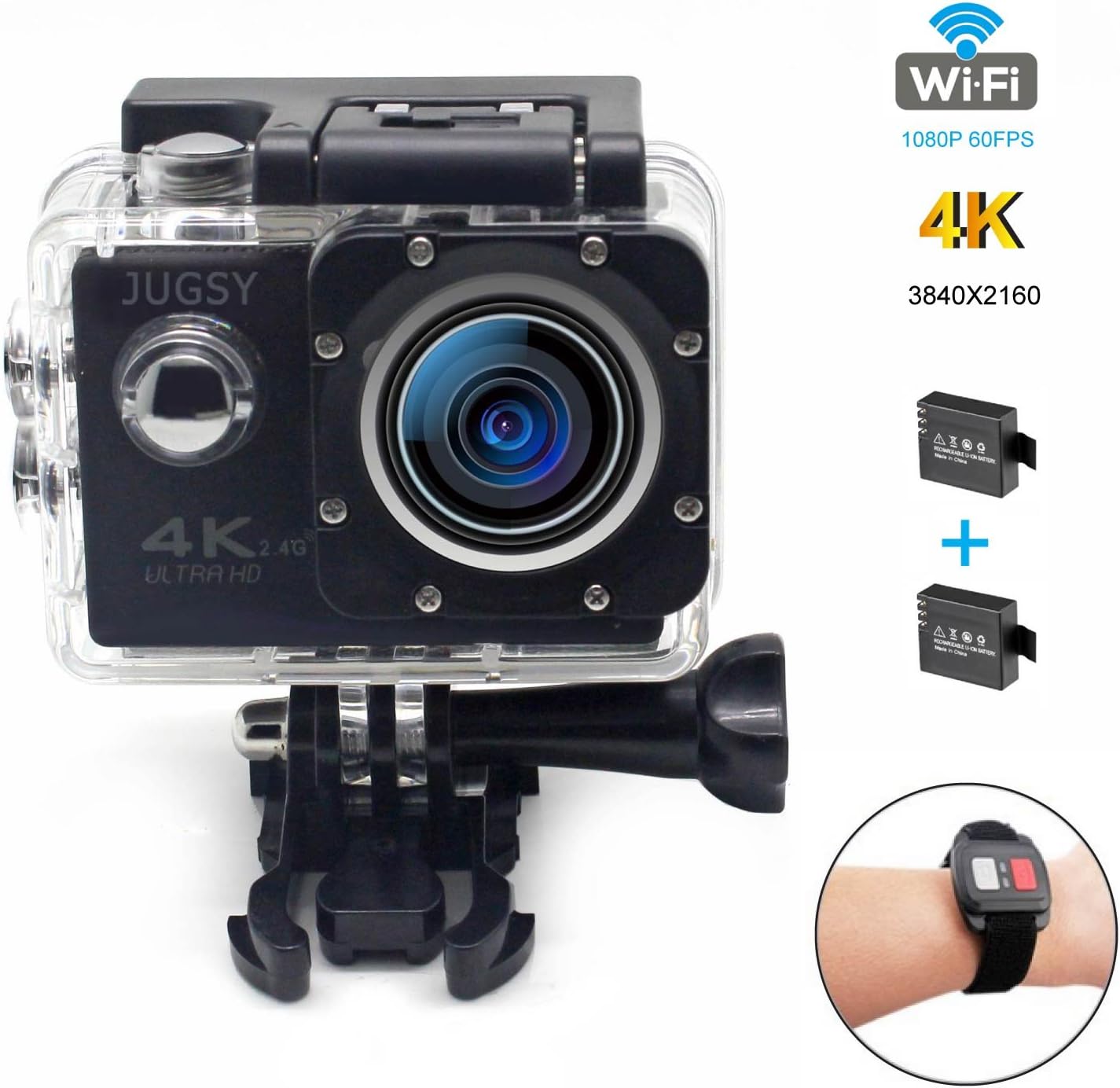 Sport Action Camera WiFi Waterproof Camera 2inch LCD Screen 170 Ultra Wide-Angle Lens,2pcs Rechargeable Battery and Kits of Accessories (4K) …