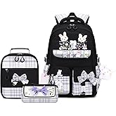 CYOQX Girls Backpack 3pcs School Backpack with Lunch Box Teen Girl Backpack Set Cute Kids School Bag Bookbag for Teen Girls