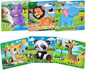 Puzzles for Kids Ages 3-5 Toddler Puzzles Set 20 Piece Wooden Jigsaw Puzzles for Toddler Children Learning Puzzles Set for Boys and Girls (6 Puzzles)