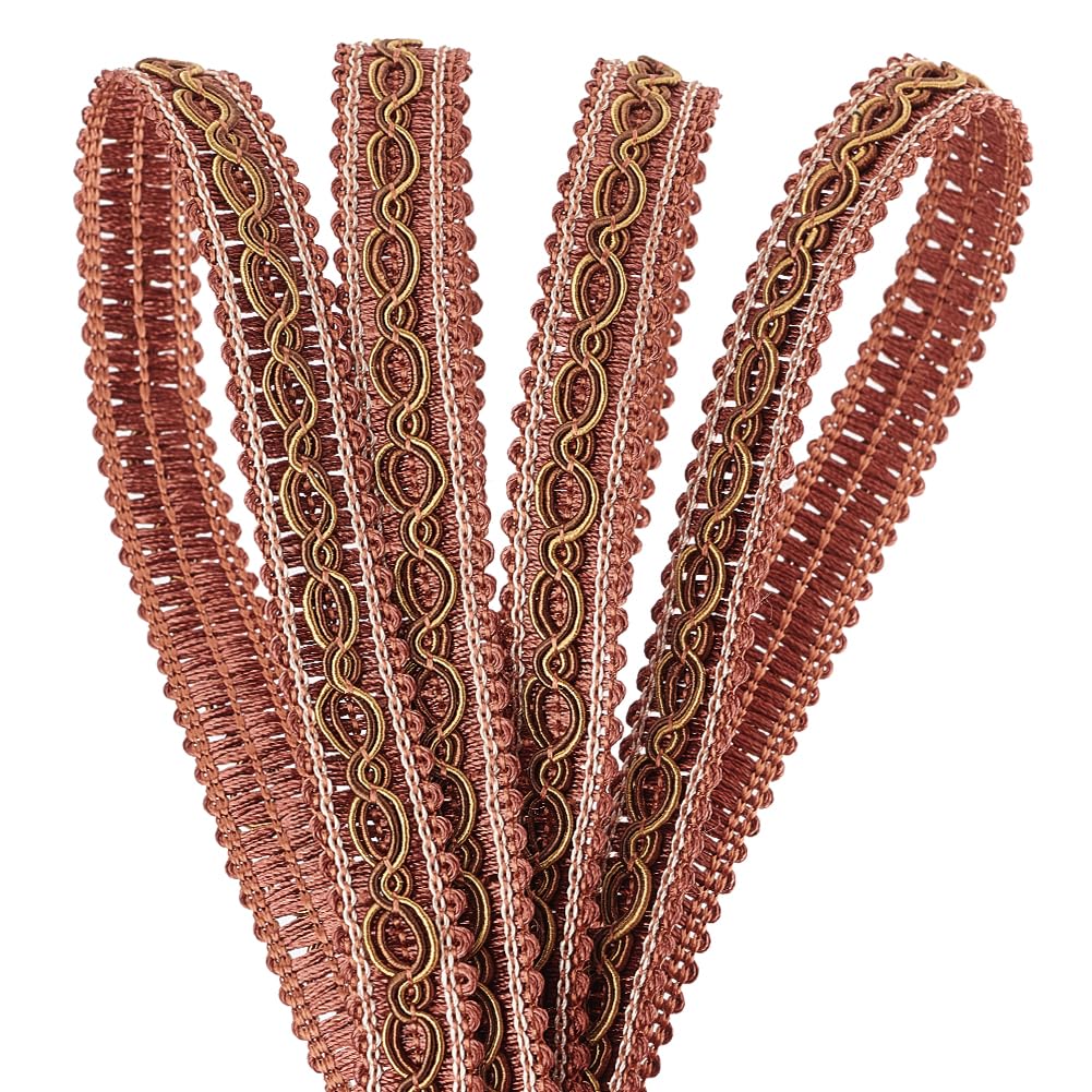 PH PandaHall 32 Yards Brown Braid Tirm for Sewing, 0.6 inch Polyester Basic Fringe Trim Fabric Gimp Braid Trim Ribbon for Upholstery Costume DIY Crafts Jewellery Making Curtain Costume Decoration