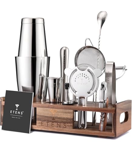BARE BARREL® Mixology Kit De Bar Pour Barman | Ensemble Shaker à Cocktail 14 Pièces | Outils De Mélange Pour Barman à Domicile | 35 Cartes De Recettes | Coffret Cadeau (shaker