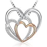 J.Rosée 925 Sterling Silver Triple Heart Fashion Drop Necklace with 18" Silver Box Chain Jewelry Gifts