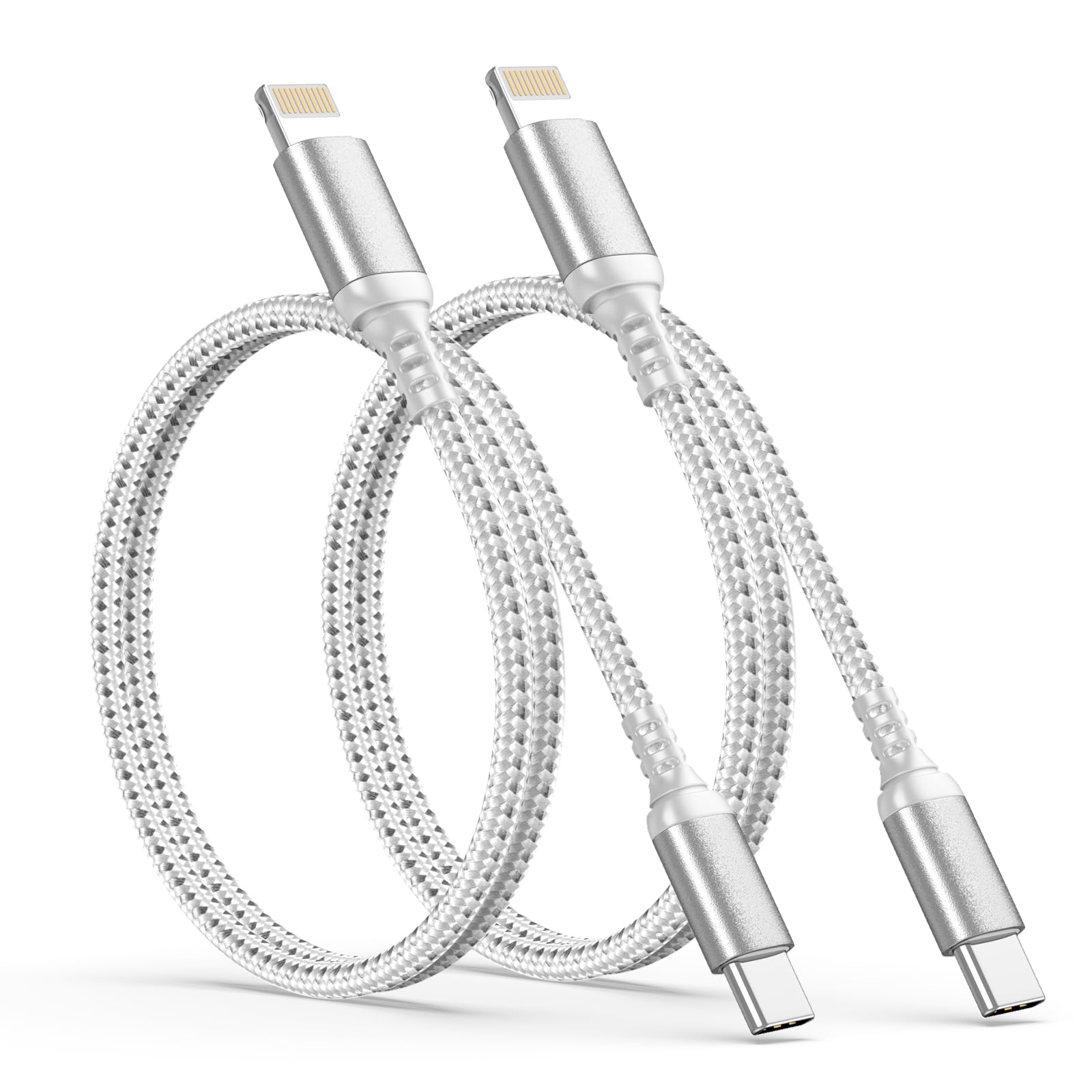 Photo 1 of ***PARTIAL SET/ ONLY 1 *** Adiceve 2FT USB C to Lightning Cable, iPhone Charger Cable 2 Pack MFi Certified Nylon Braided Fast Charging Type C to Lightning Cord for iPhone 14/13/12/11 Pro Max XR XS 8 Plus SE iPad(Grey)