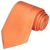 KissTies Mens Orange Tie Solid Color Satin Formal