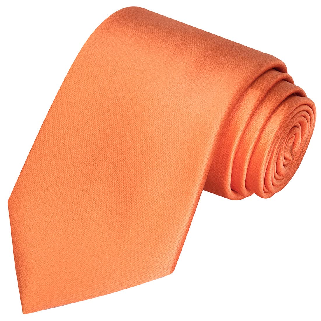 KissTies Mens Orange Tie Solid Color Satin Formal