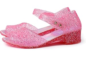 ZXCDINO Princess Jelly Shoes Girls Dance Party Heels Sandals Glitter Cosplay Snow Queen Cosplay Costumes Dress Up Sandals for Toddler Children Big Kids