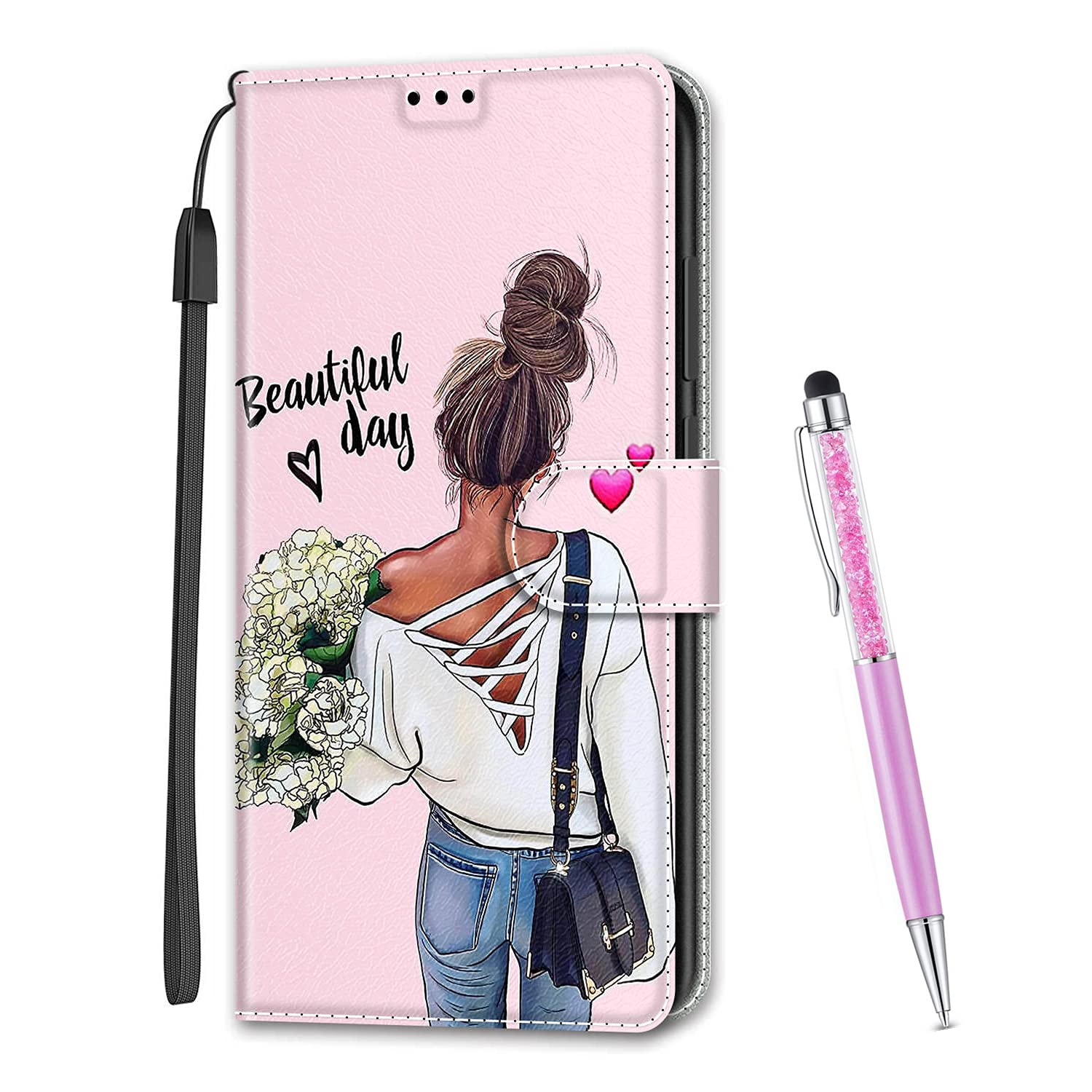 MadBee Compatible with Nokia 1.4 Case, Full Body Colorful Pattern Design Flip Magnetic Detachable PU Leather Wallet Case Cover for Nokia 1.4 (Girl) — image 1