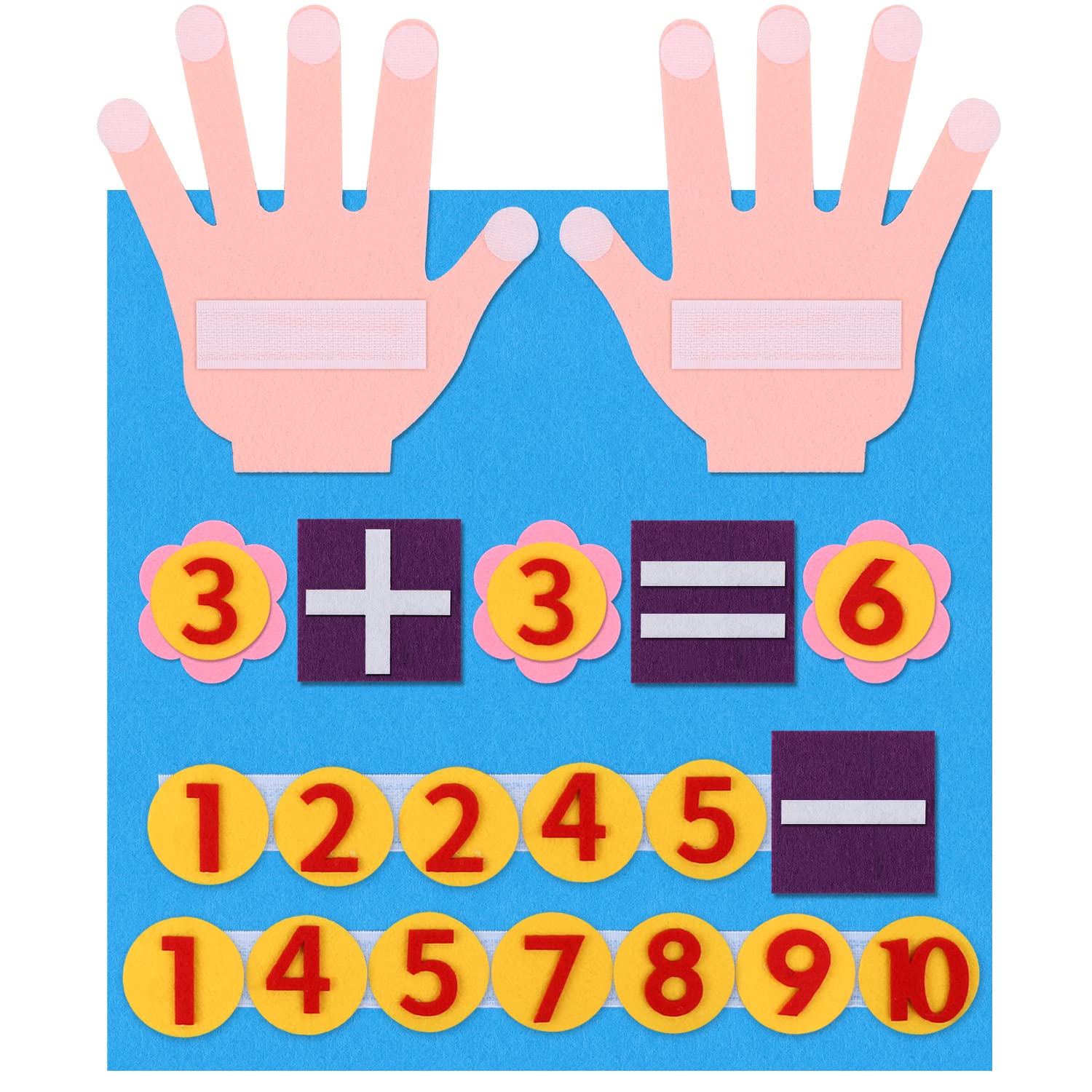 GOKEPO Felt Board Finger Numbers Counting Toy Toddler Early Educational Enlightenment Learning School Supplies Kindergarten Children Preschool Addition Subtraction Manipulatives Math Teaching Aids
