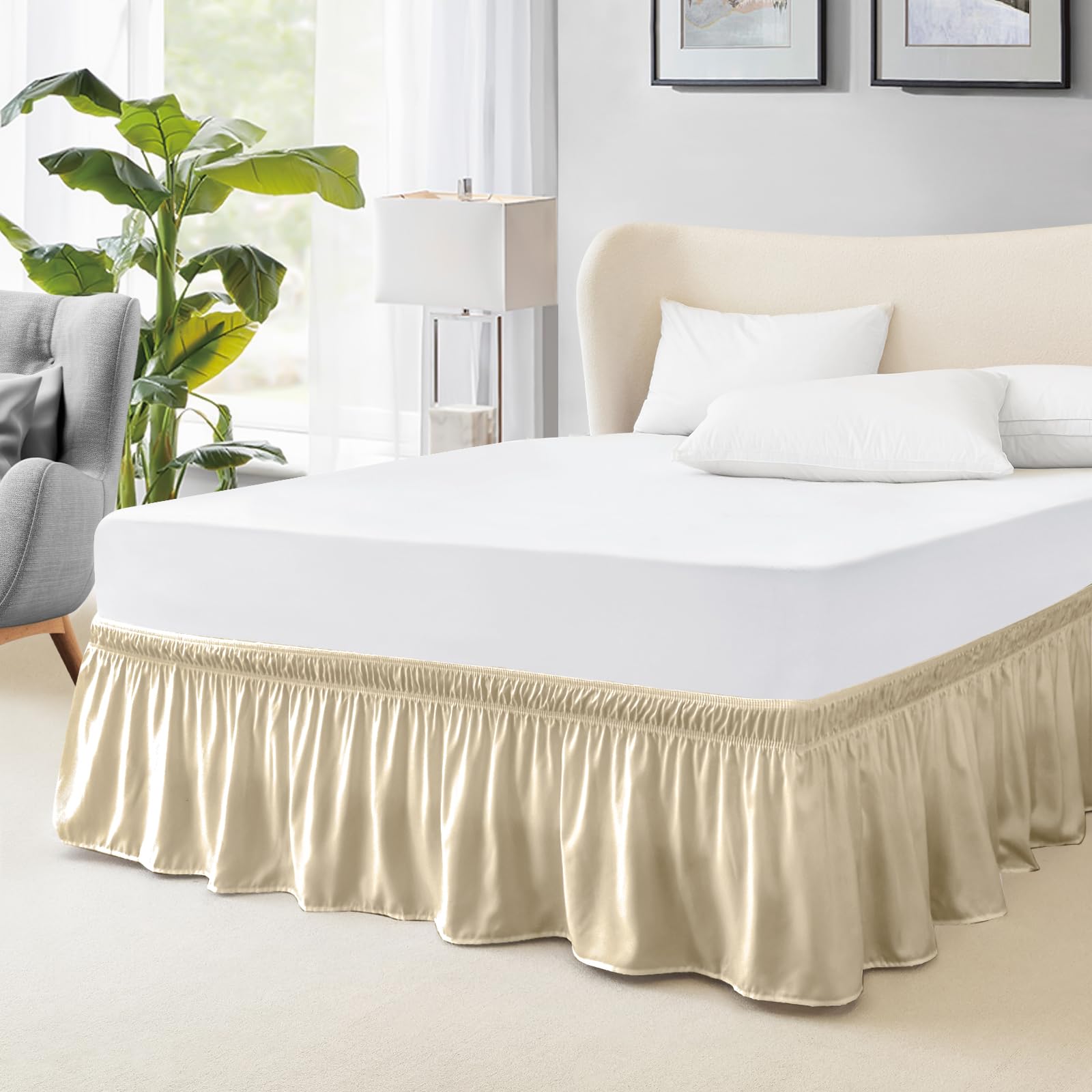 FreshCulture Twin Bed Skirt, Elastic Wrap Around