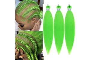 Gozill Green Pre stretched Braiding Hair Box Braid Kanekalon Braiding Hair Extensions 26Inch Pack of 3