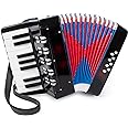 Accordion, 17 Keys Piano Accordion for Kids Students 8 Bass with Straps for Beginners Student Educational Musical Instrument (Black)