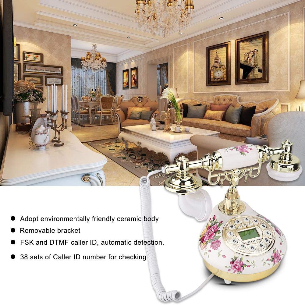 Retro Telephone Antique Telephone Wired Telephone European Phone Caller ID with Redial Function Rotary Dial Antique Telephone Landline Home Office Hotel Phone Decorative Phone