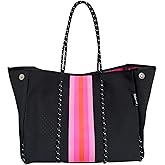 Dallas Hill Designs Large Tote Bag for Women | Neoprene Shoulder Purse | Travel, Beach, Gym Handbag | Extra Pouch