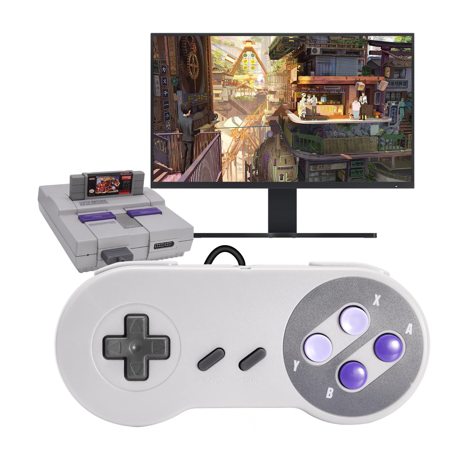 2 Pack Retro Wired Controller for SNES Original Console, kiwitatá Remote Wired Gamepad Controller Compatible with SNES Super Entertainment Game Console System