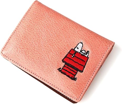 Amazon ピーナッツ Peanuts パスケース レディース 本革 レザー カードケース 刺繍 スヌーピー Snoopy ピンク 定期入れ