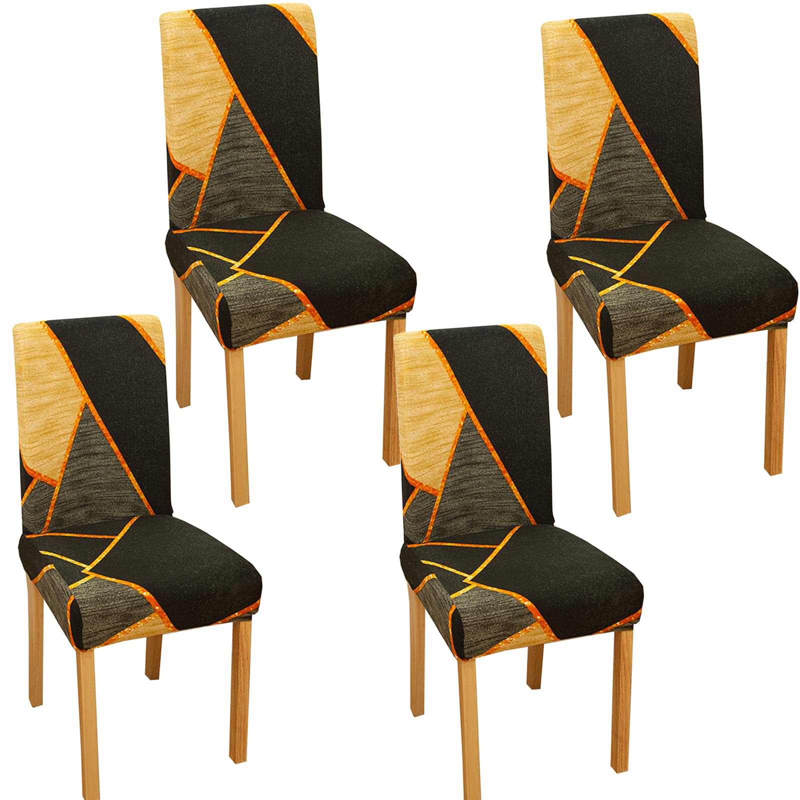 JMYDecor Spandex Dining Chair Cover, [Set of 4] Elastic Stretch Chair Seat Covers Removable Washable Dining Room Chair Protective Slipcovers